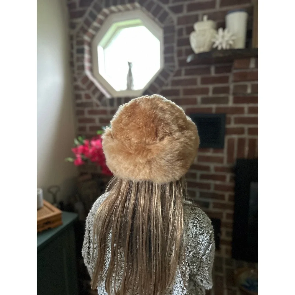 Handcrafted Alpaca Fur Cossack Hat Tan Camel Women Girls Winter Peruvian Soul